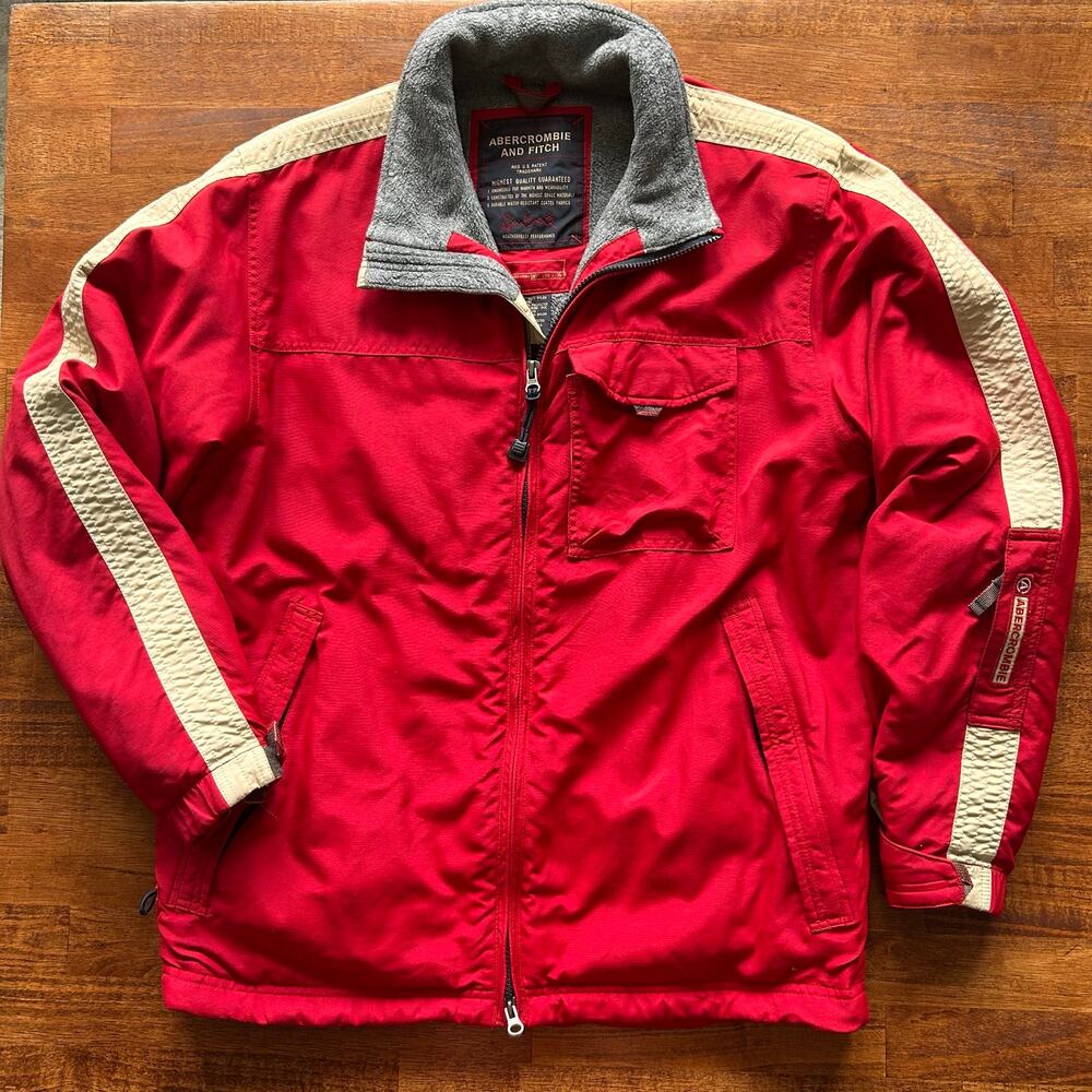 Abercrombie & Fitch Y2K Vintage Red Coat – Retro Sport Outdoor Style